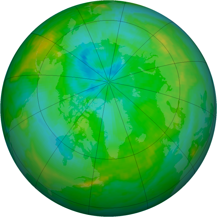 Arctic ozone map for 12 August 1991